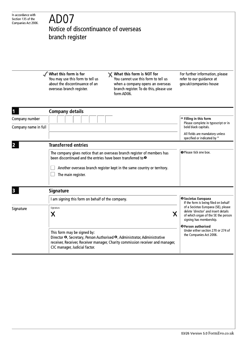AD07 Notice of discontinuance of overseas branch register Section 135 preview