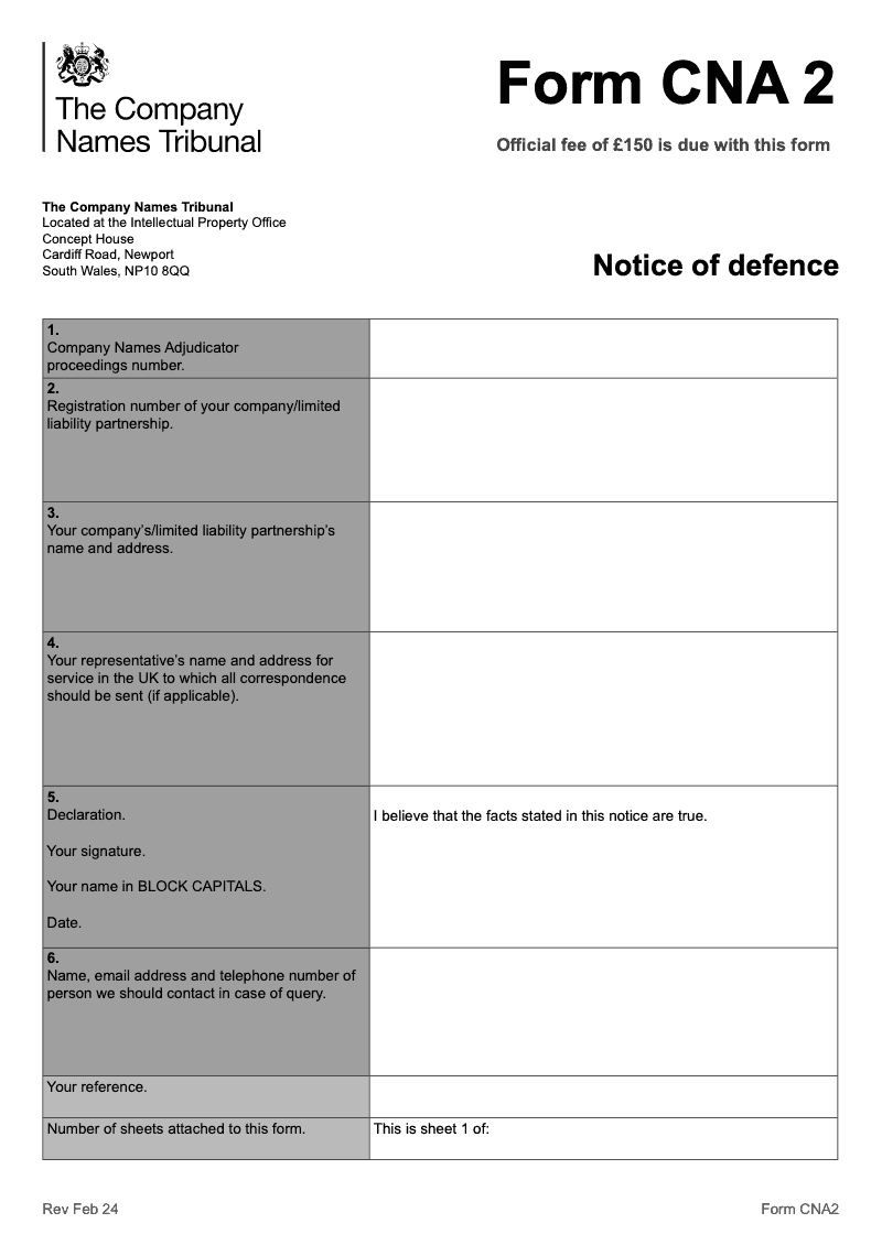 CNA2 Notice of defence preview