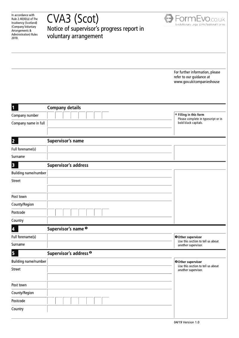 CVA3 Scot Notice of Supervisor s Progress Report in the Voluntary Arrangement preview