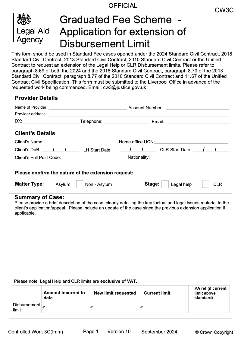 CW3C Imm Graduated Fee Scheme Application for extension of Disbursement Limit preview