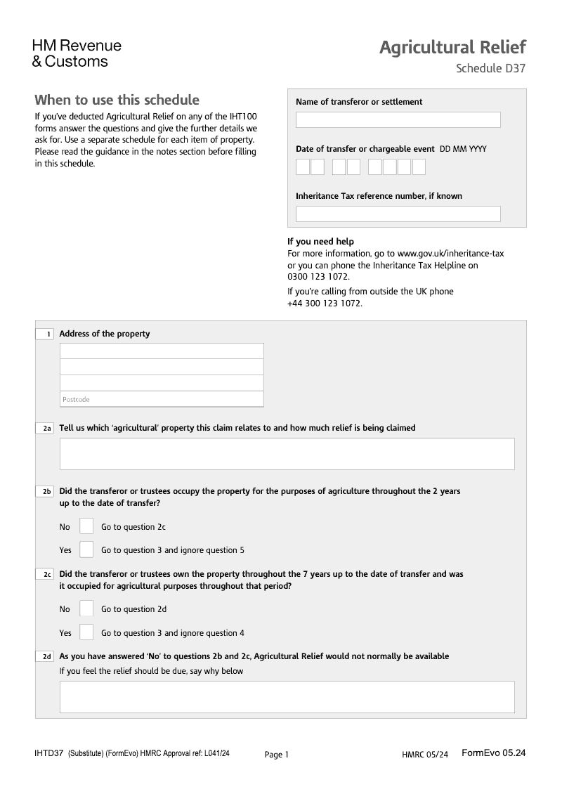 IHTD37 Agricultural Relief preview