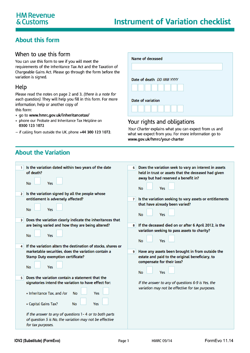 IOV2 Instrument of variation checklist preview