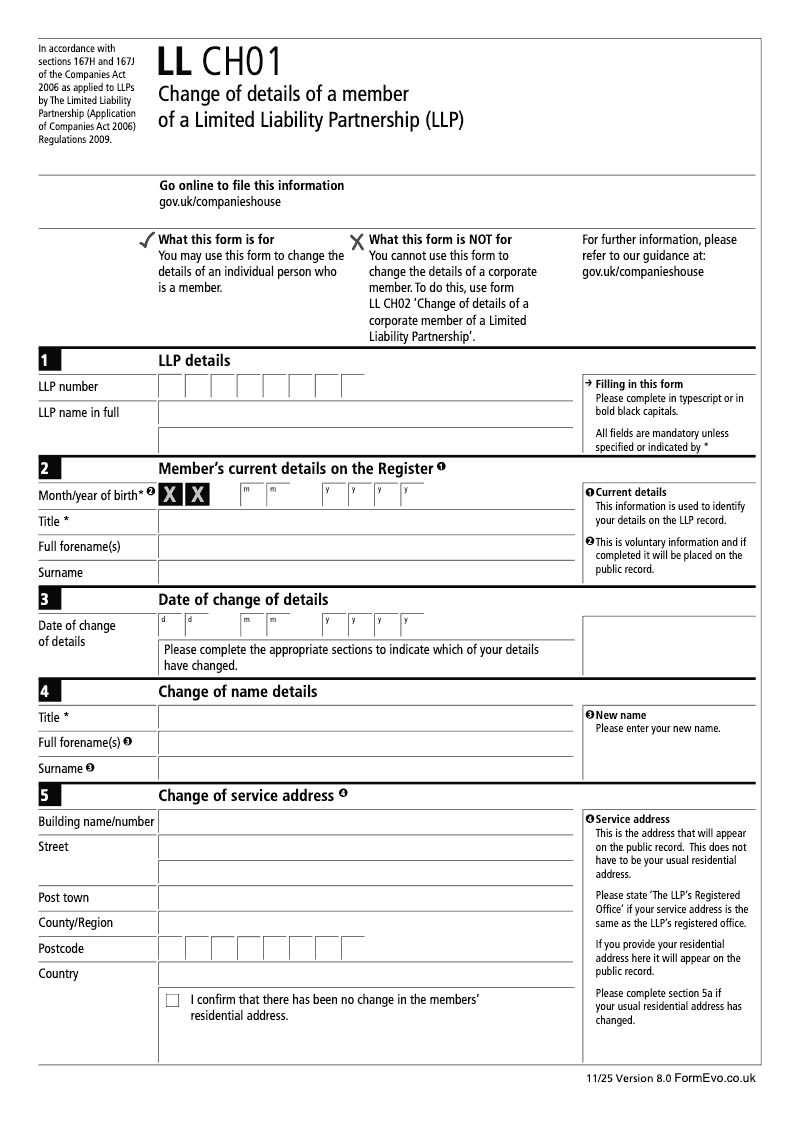 LL CH01 Change of details of a member of a Limited Liability Partnership LLP preview