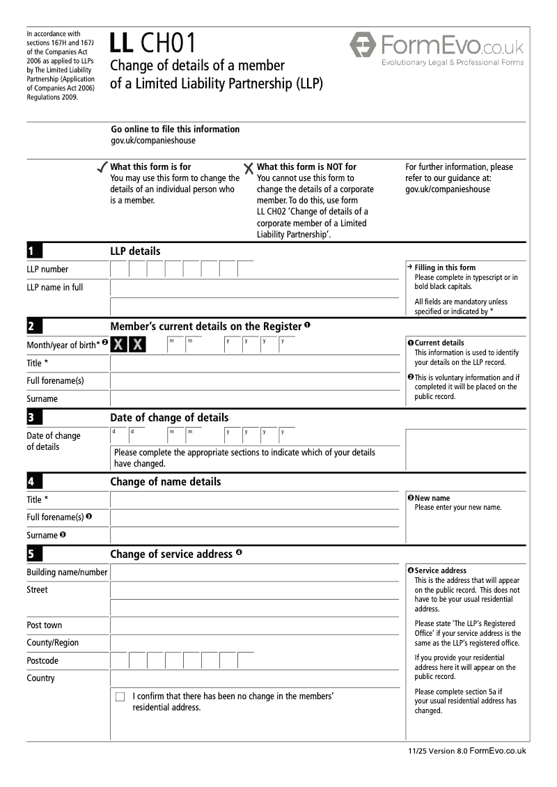 LL CH01 Change of details of a member of a Limited Liability Partnership LLP preview