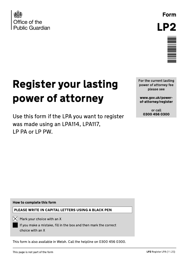 LP2 Register your lasting power of attorney preview