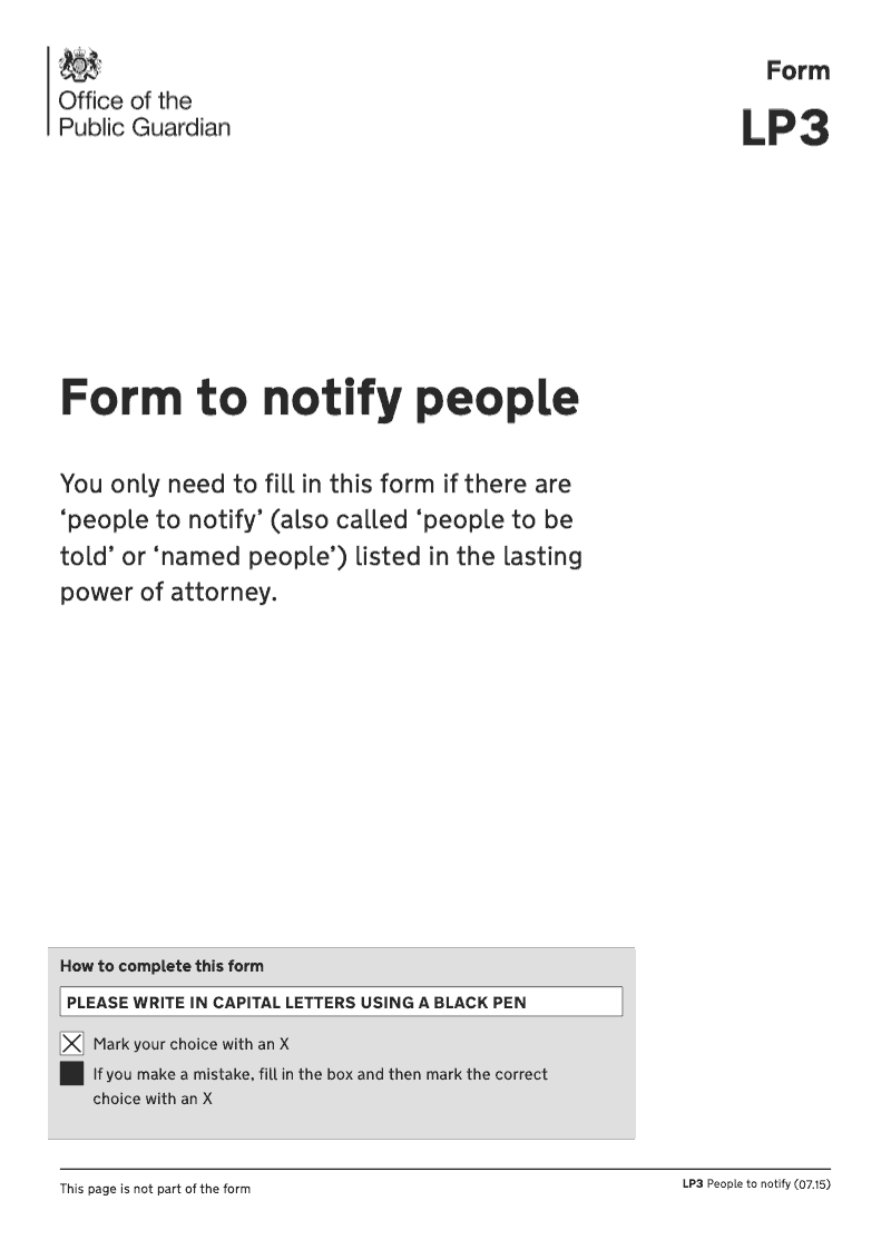 LP3 3 F Notice of intention to register a lasting power of attorney People to notify preview