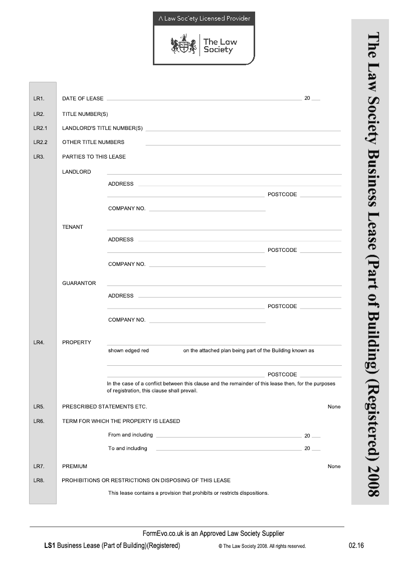 LS1 Registered Business Lease Part of Building Registered 2008 Law Society preview