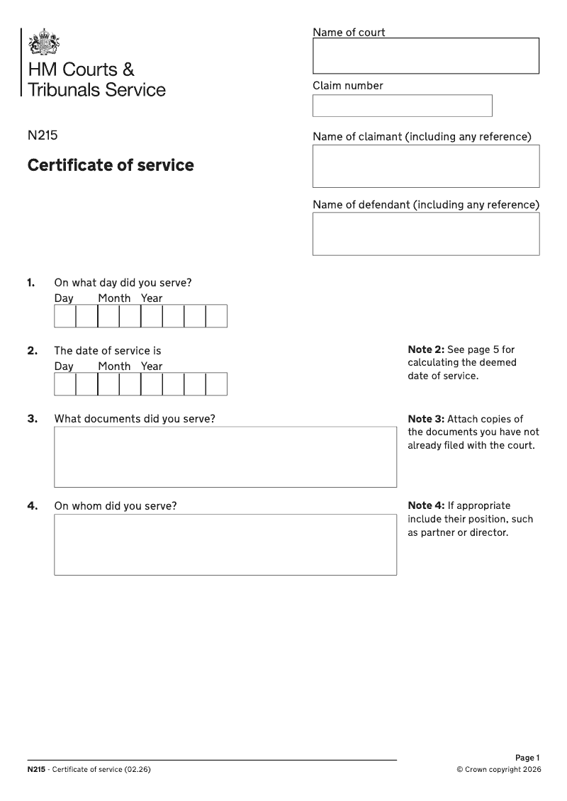 N215 Certificate of service electronic signature available preview