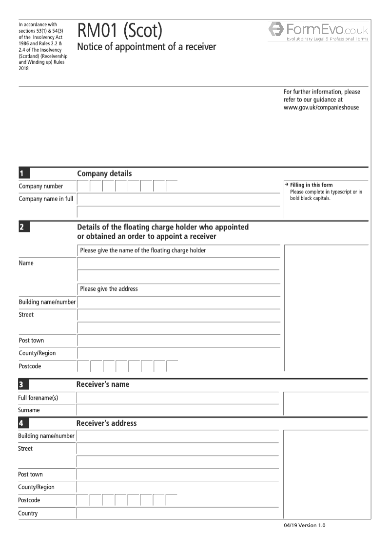 RM01 Scot Notice of Appointment of a Receiver preview