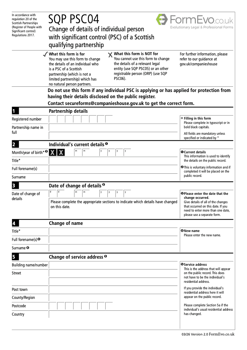 SQP PSC04 Change of details of individual person with significant control PSC of a Scottish qualifying partnership preview