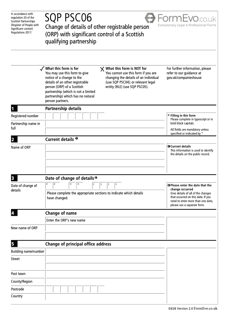 SQP PSC06 Change of details of other registrable person ORP with significant control of a Scottish qualifying partnership preview