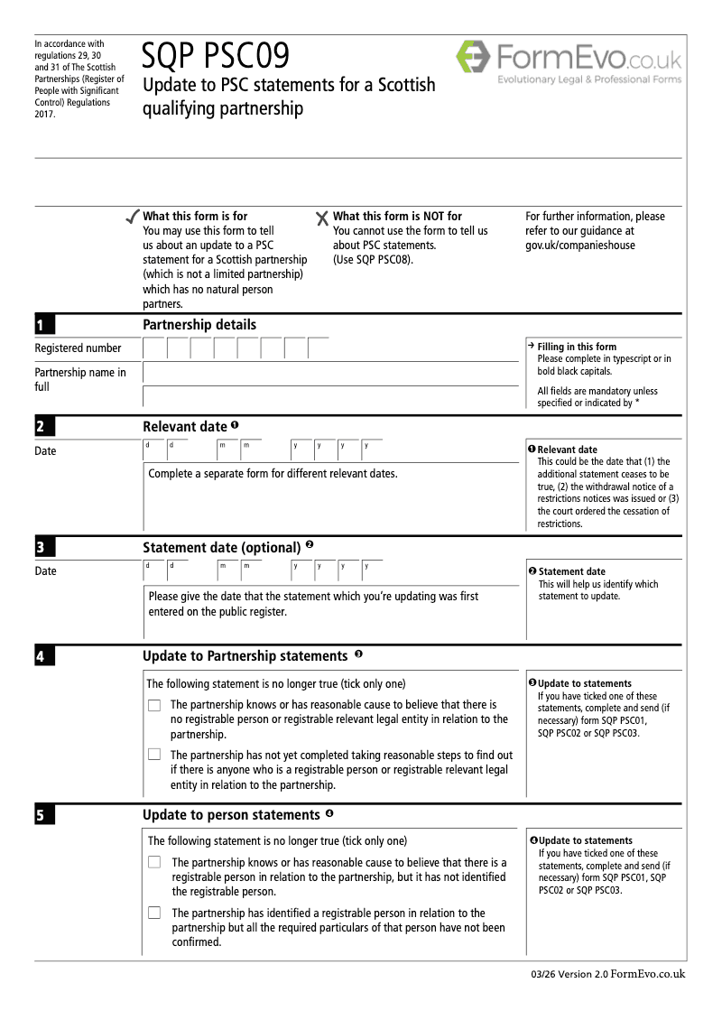SQP PSC09 Update to PSC statements for a Scottish qualifying partnership preview