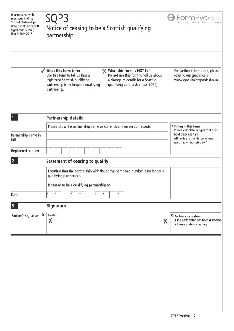 SQP3 Notice of Ceasing to be a Scottish Qualifying Partnership preview
